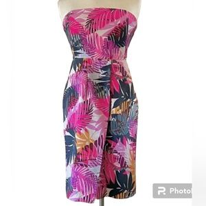 Banana Republic Strapless Tropical Mini Dress - Pink, Purple, Orange